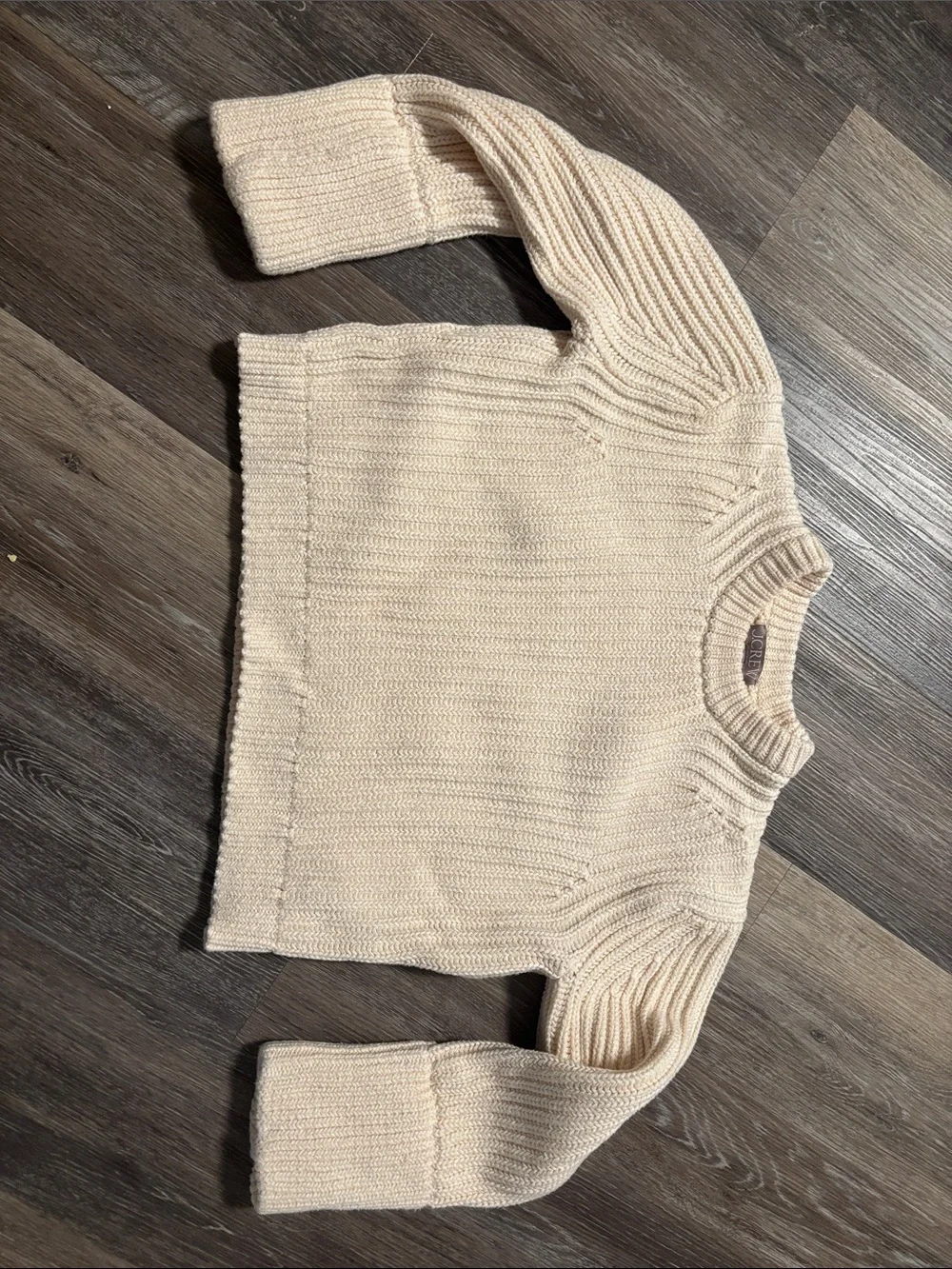 J. Crew Cream Ribbed Crewneck Sweater